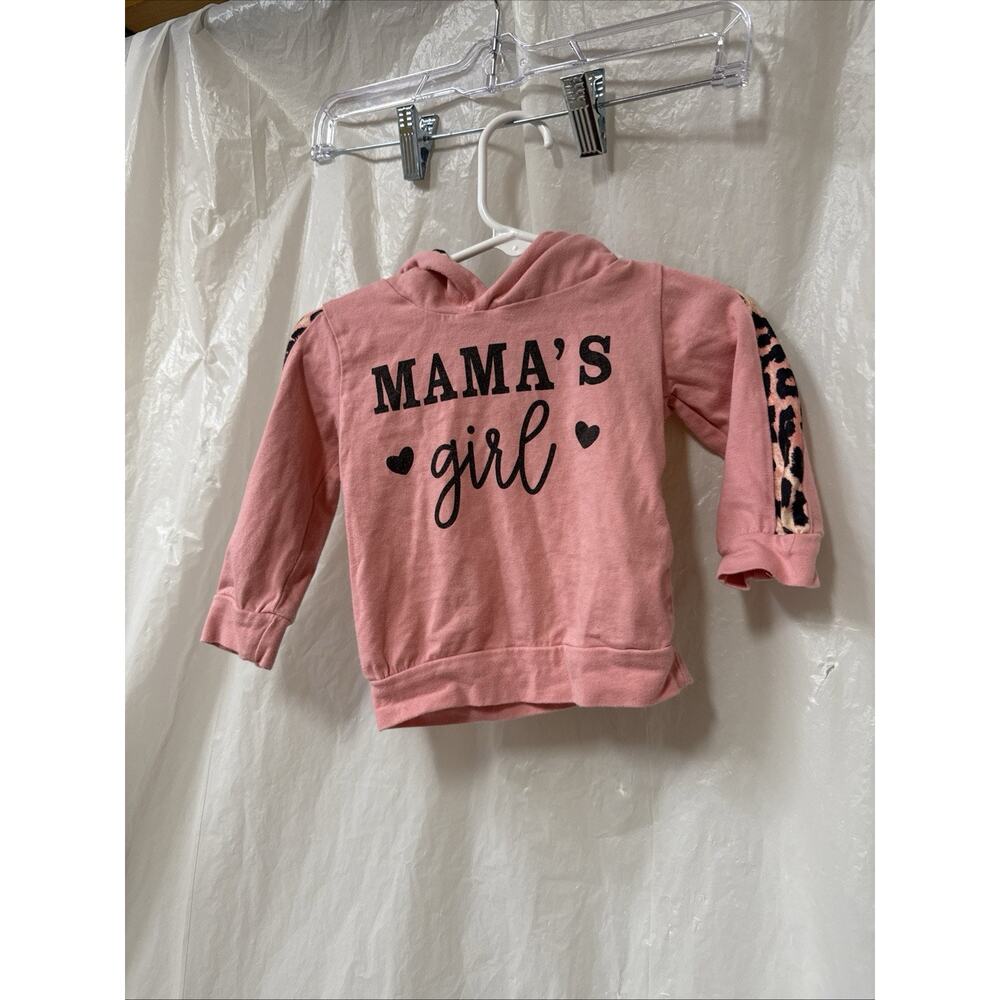 Baby Girls Mama's Girl Leopard Print Cotton Hooded Long Sleeve Shirt Pink 18-24M